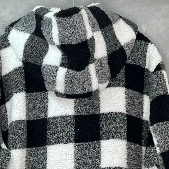 Steve Madden Womens Plaid Faux Sherpa Lined‎ Jacket Plus Size 3X Hood - Picture 9 of 16